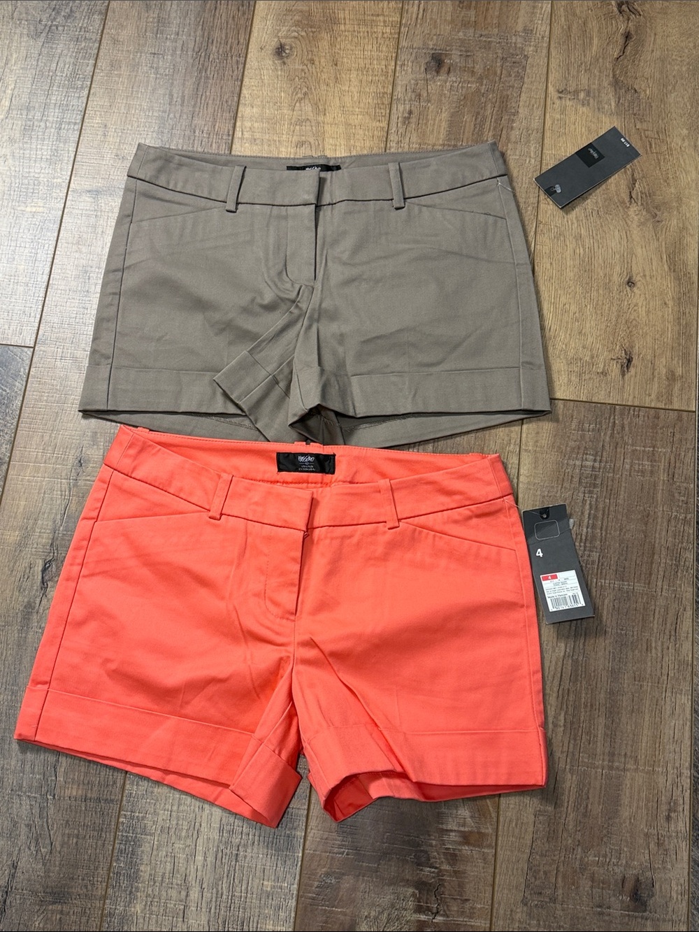 Mossimo Supply Co. Cuffed Coral & Grey Mid-Rise Cotton Blend Shorts Bundle NWT